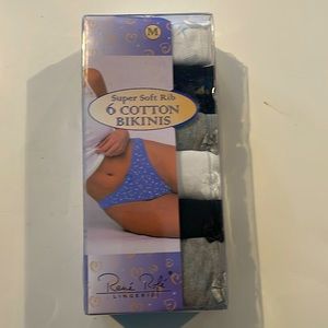 Brand New 6pk cotton bikinis, size M from Rene Rofe Lingerie.